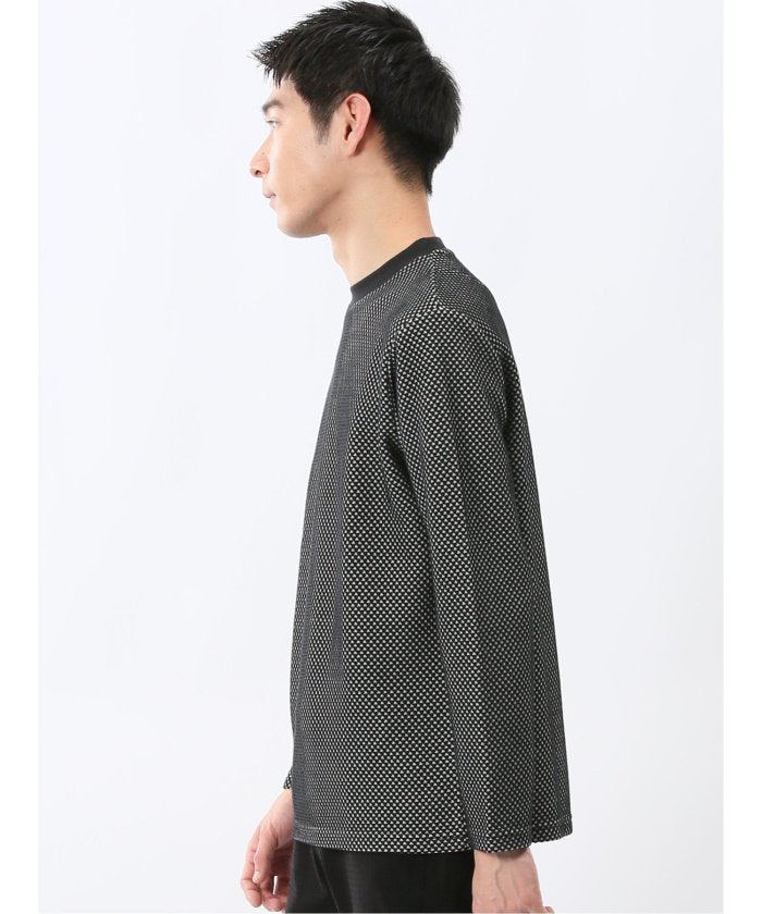 タカキュー TAKA-Q バーズアイジャガード クルーネック長袖Tシャツ （ワイン） ワイン