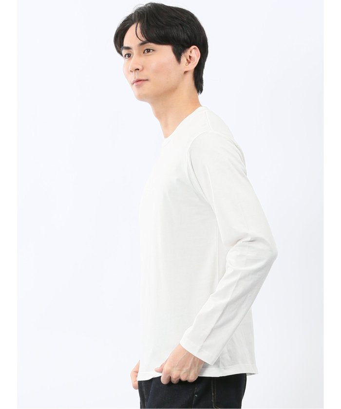 タカキュー TAKA-Q 綿天竺 メッセージロゴ クルーネック長袖Tシャツ （黒） 黒