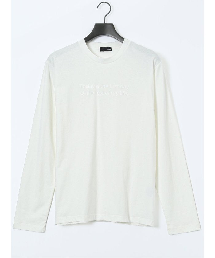 タカキュー TAKA-Q 綿天竺 メッセージロゴ クルーネック長袖Tシャツ （黒） 黒
