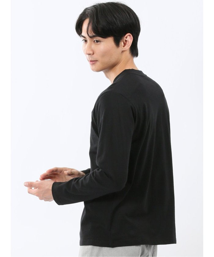 タカキュー TAKA-Q 綿天竺 メッセージロゴ クルーネック長袖Tシャツ （黒） 黒