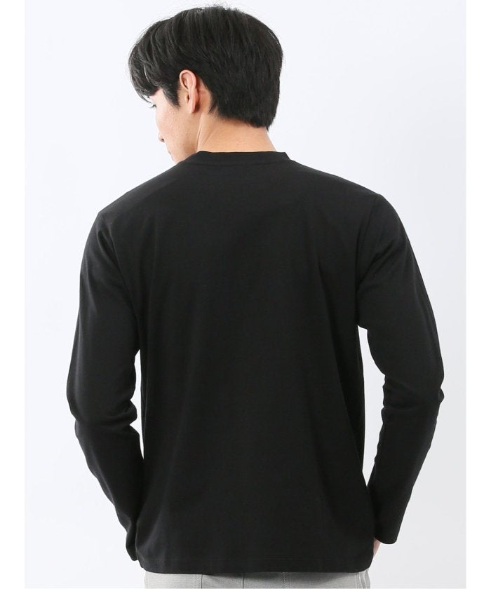 タカキュー TAKA-Q 綿天竺 メッセージロゴ クルーネック長袖Tシャツ （黒） 黒