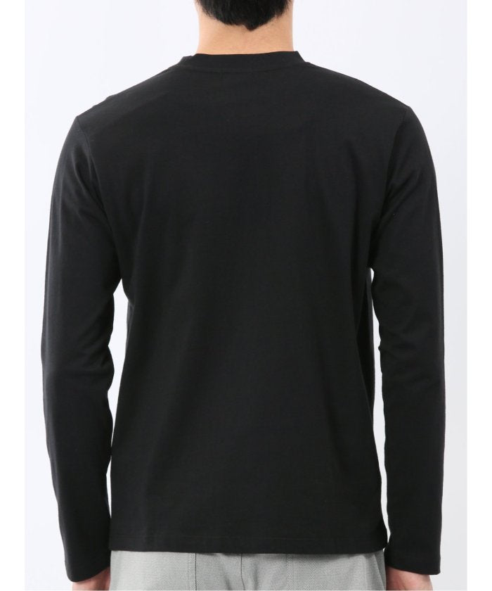 タカキュー TAKA-Q 綿天竺 メッセージロゴ クルーネック長袖Tシャツ （黒） 黒