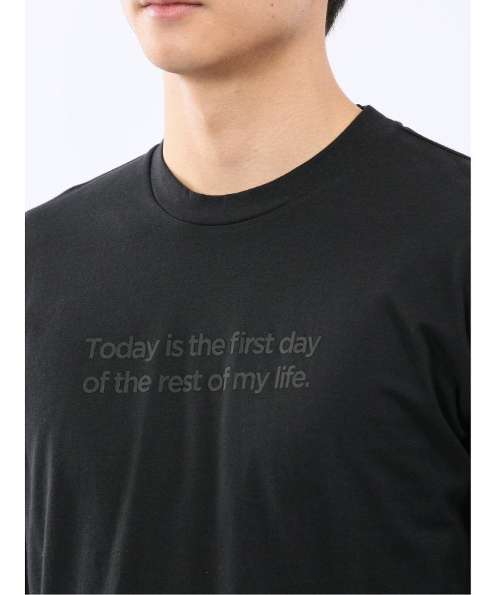 タカキュー TAKA-Q 綿天竺 メッセージロゴ クルーネック長袖Tシャツ （黒） 黒