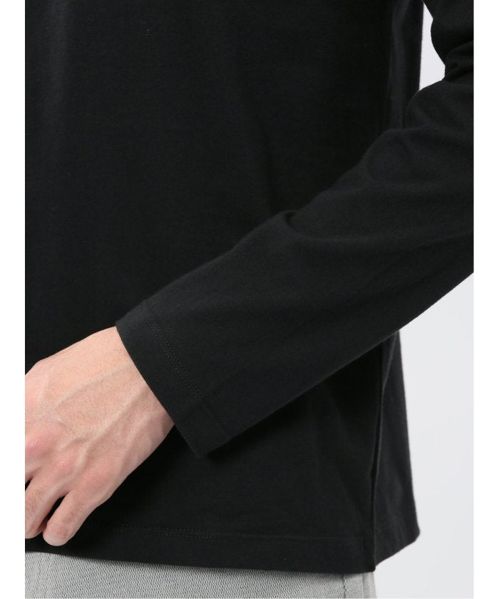 タカキュー TAKA-Q 綿天竺 メッセージロゴ クルーネック長袖Tシャツ （黒） 黒