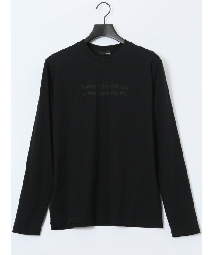 タカキュー TAKA-Q 綿天竺 メッセージロゴ クルーネック長袖Tシャツ （黒） 黒