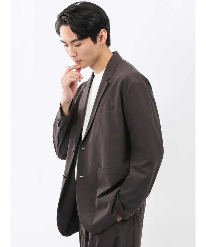 タカキュー TAKA-Q ストレッチ ナチュラルワッシャー 2ボタンジャケット(セットアップ可能) （黒） 黒