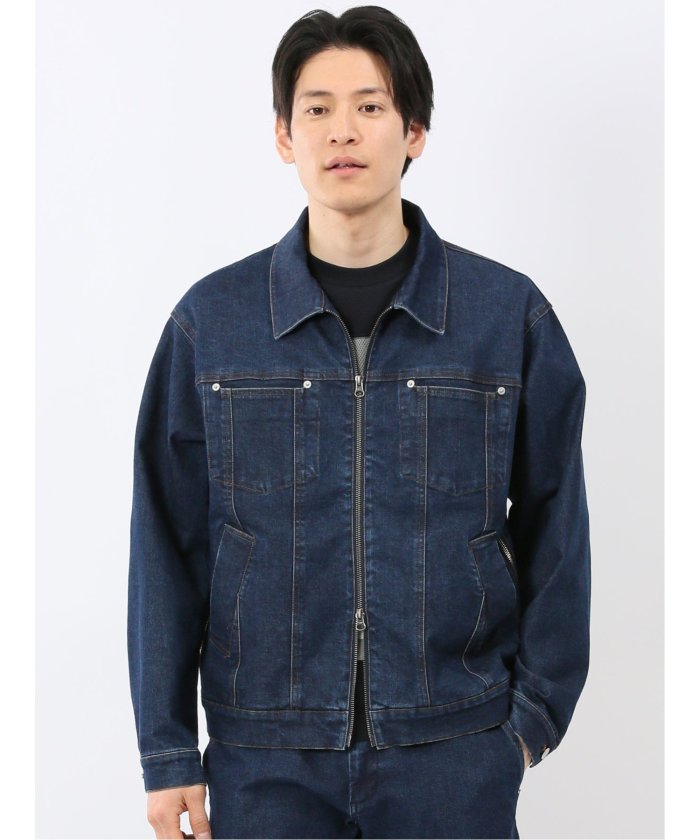 タカキュー TAKA-Q ストレッチ デニム ブルゾン(セットアップ可能) （紺） 紺