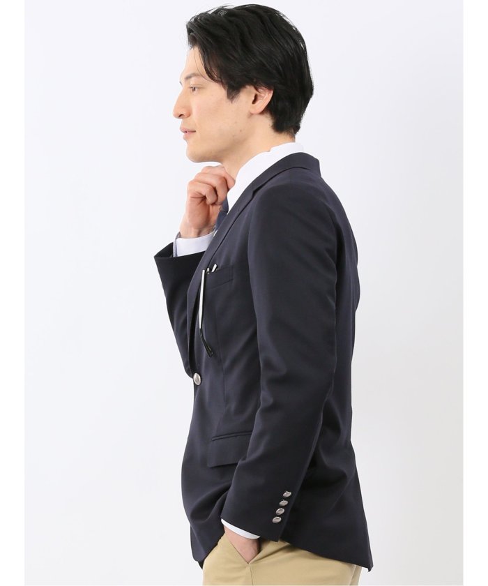 タカキュー TAKA-Q ストレッチウォッシャブル ウール混 スリムフィット 2ボタンジャケット 紺 （紺） 紺