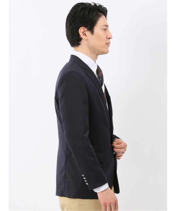 タカキュー TAKA-Q ストレッチウォッシャブル ウール混 スリムフィット 2ボタンジャケット 紺 （紺） 紺