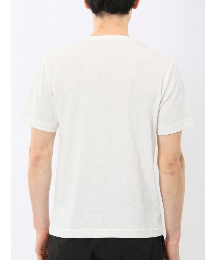 タカキュー TAKA-Q 市松 ジャガード Vネック 半袖 Tシャツ （白） 白