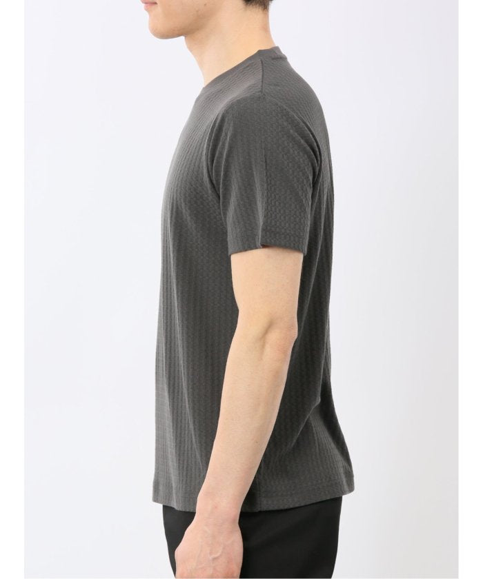 タカキュー TAKA-Q 市松 ジャガード Vネック 半袖 Tシャツ （白） 白