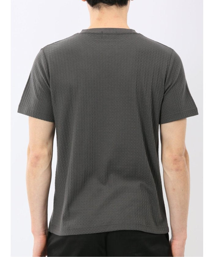 タカキュー TAKA-Q 市松 ジャガード Vネック 半袖 Tシャツ （白） 白