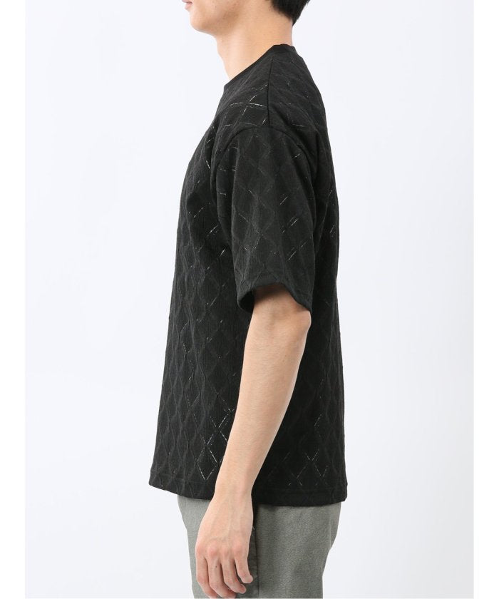 タカキュー TAKA-Q ダイヤ柄 クルー プルオーバー & 半袖 Tシャツ アンサンブル （アイボリー） アイボリー