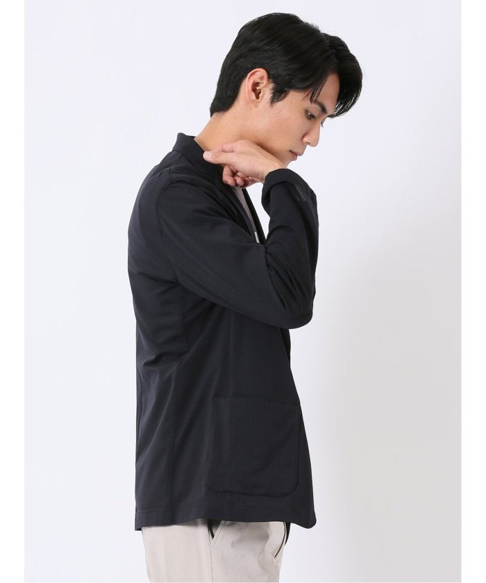 タカキュー TAKA-Q ストレッチ マイクロドット メッシュ 2ボタン ジャケット （紺） 紺