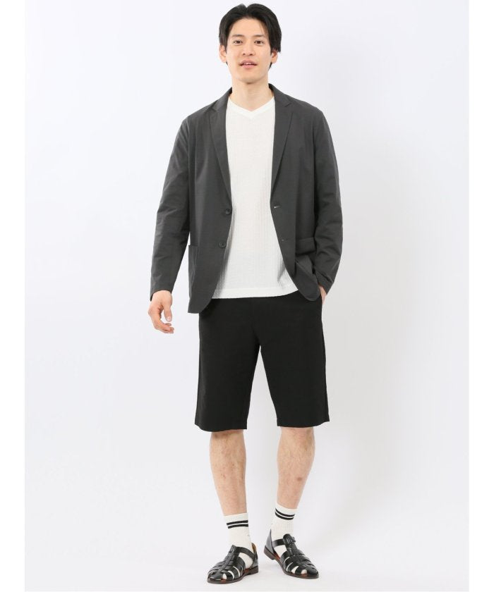 タカキュー TAKA-Q ストレッチ マイクロドット メッシュ 2ボタン ジャケット （紺） 紺