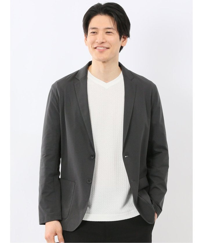 タカキュー TAKA-Q ストレッチ マイクロドット メッシュ 2ボタン ジャケット （グレー） グレー