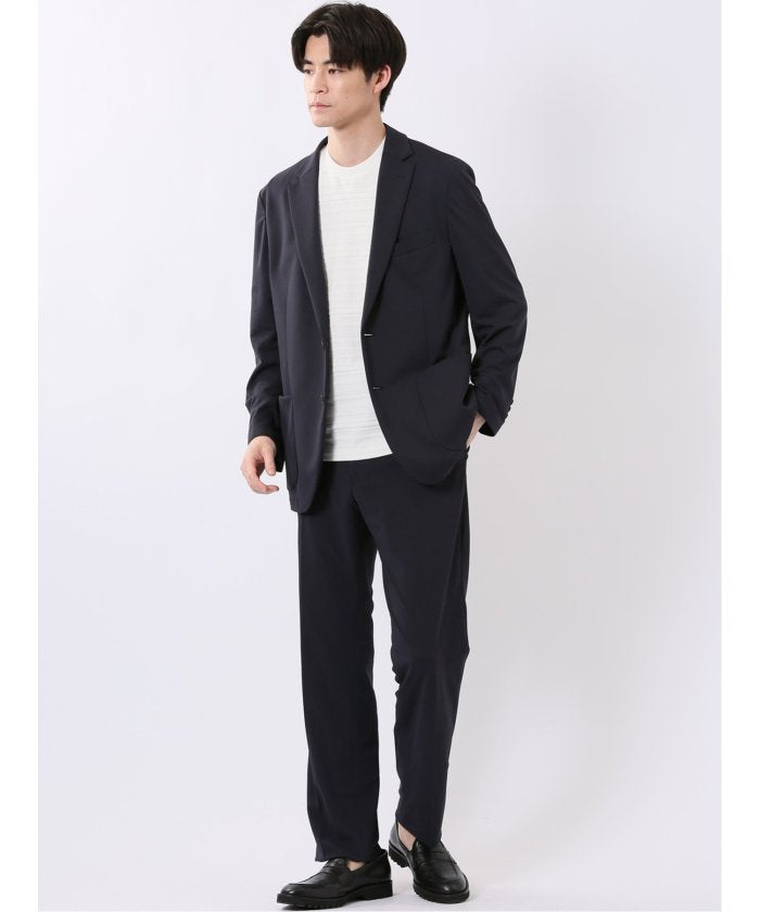 タカキュー TAKA-Q シワレス ストレッチ 吸水速乾 レギュラーフィット ノータック パンツ(セットアップ可能) （紺） 紺