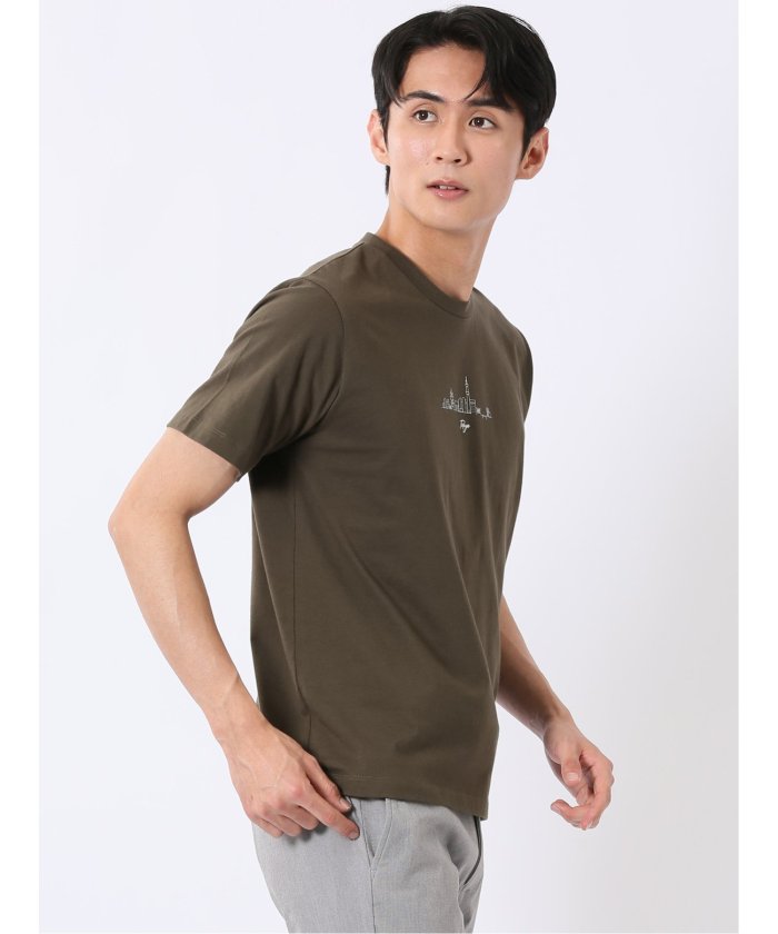 タカキュー TAKA-Q 綿天竺 グラフィック プリント クルーネック 半袖 Tシャツ （グレー） グレー