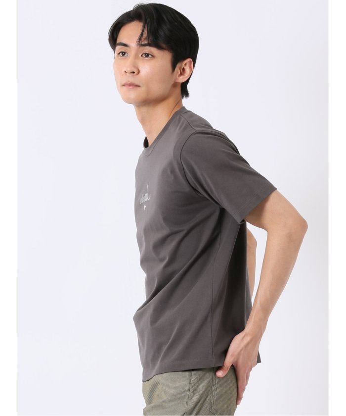 タカキュー TAKA-Q 綿天竺 グラフィック プリント クルーネック 半袖 Tシャツ （グレー） グレー