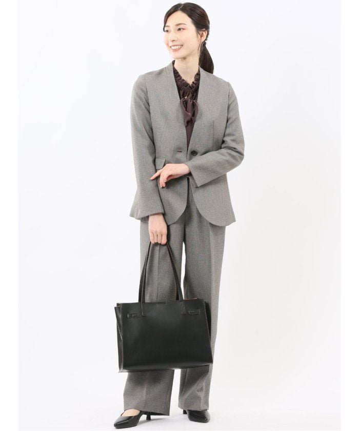 タカキュー TAKA-Q ストレッチウォッシャブル リラクシング ノーカラージャケット＋セミワイドパンツ シャークベージュ （ベージュ） ベージュ