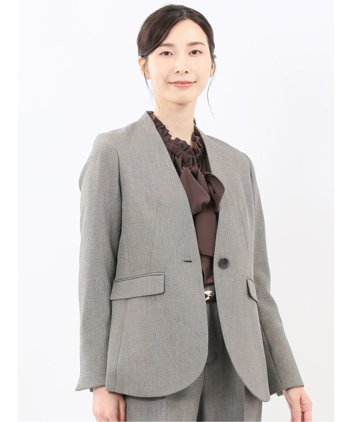 タカキュー TAKA-Q ストレッチウォッシャブル リラクシング ノーカラージャケット＋セミワイドパンツ シャークベージュ （ベージュ） ベージュ