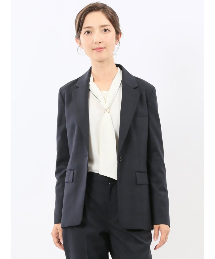 タカキュー TAKA-Q ストレッチウォッシャブル ウール混 リラクシング 1ボタンジャケット チェック紺(セットアップ可能) （紺） 紺