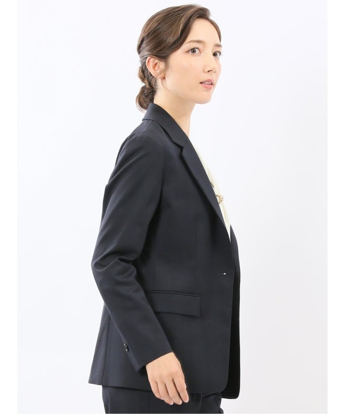 タカキュー TAKA-Q ストレッチウォッシャブル ウール混 リラクシング 1ボタンジャケット チェック紺(セットアップ可能) （紺） 紺