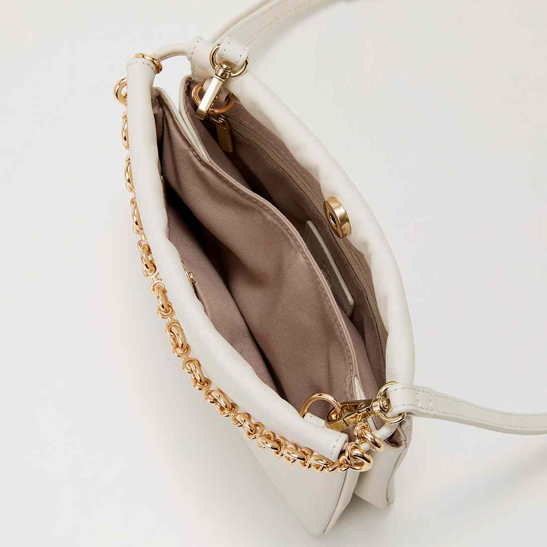 トプカピ TOPKAPI スムース レザー チェーン付き スワローマチ ミニ ショルダー バッグ （ライトベージュ） ライトベージュ