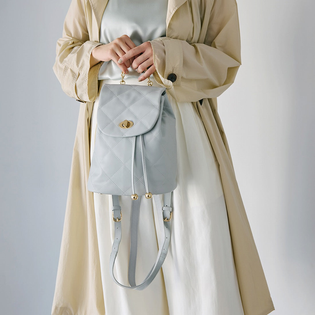 TOPKAPI TOPKAPI Soft Leather Quilted Mini Backpack with Chain