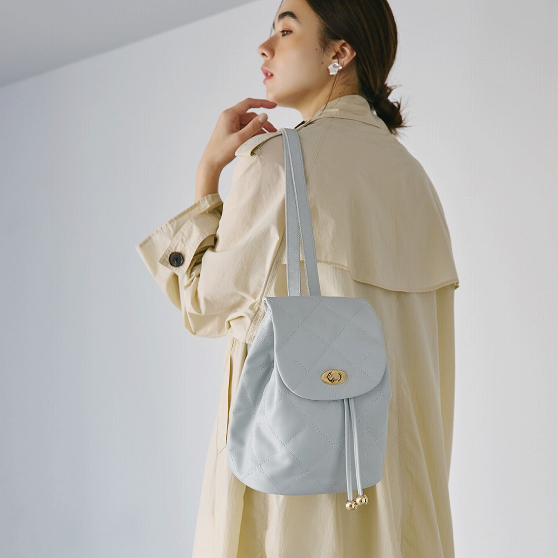 TOPKAPI TOPKAPI Soft Leather Quilted Mini Backpack with Chain