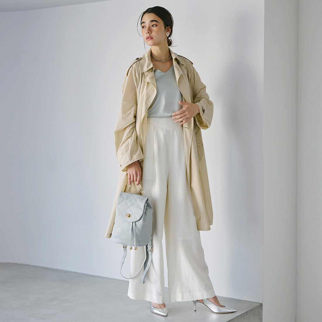 TOPKAPI TOPKAPI Soft Leather Quilted Mini Backpack with Chain