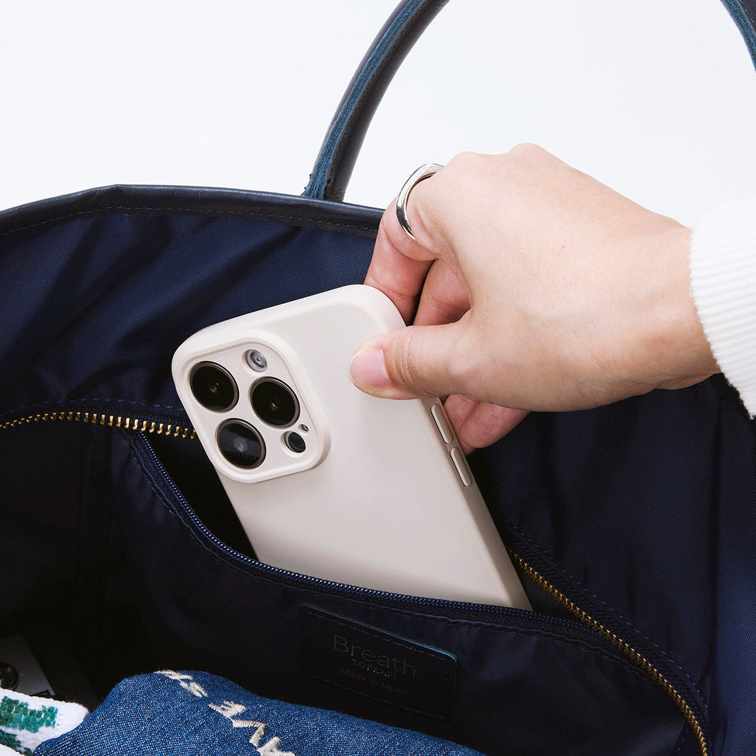 トプカピ TOPKAPI 【Breath TOPKAPI】ナイロン レザーハンドル シンプル トートバッグ / 軽量 / A4対応 （グレージュ） グレージュ