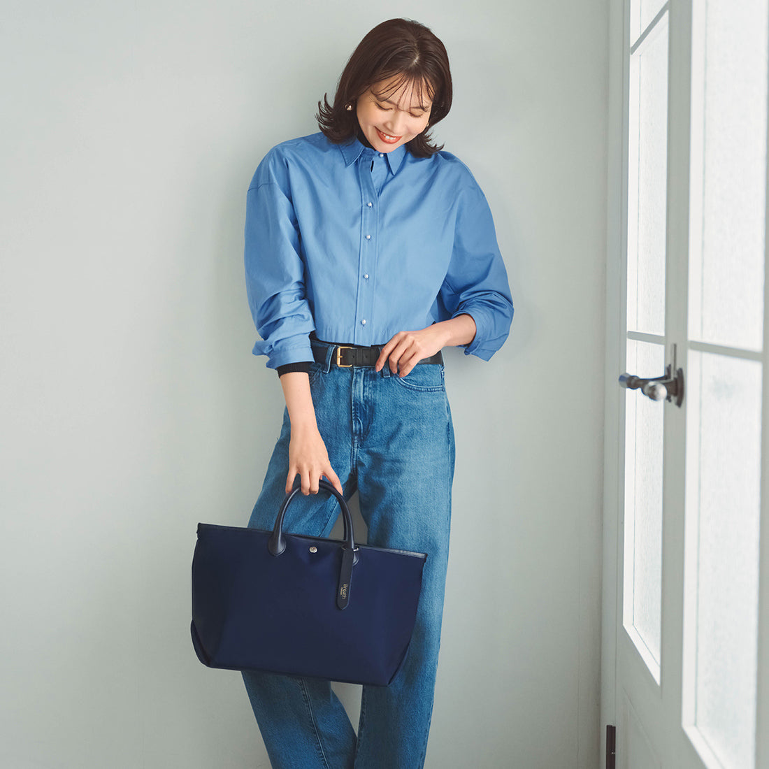 トプカピ TOPKAPI 【Breath TOPKAPI】ナイロン レザーハンドル シンプル トートバッグ / 軽量 / A4対応 （グレージュ） グレージュ