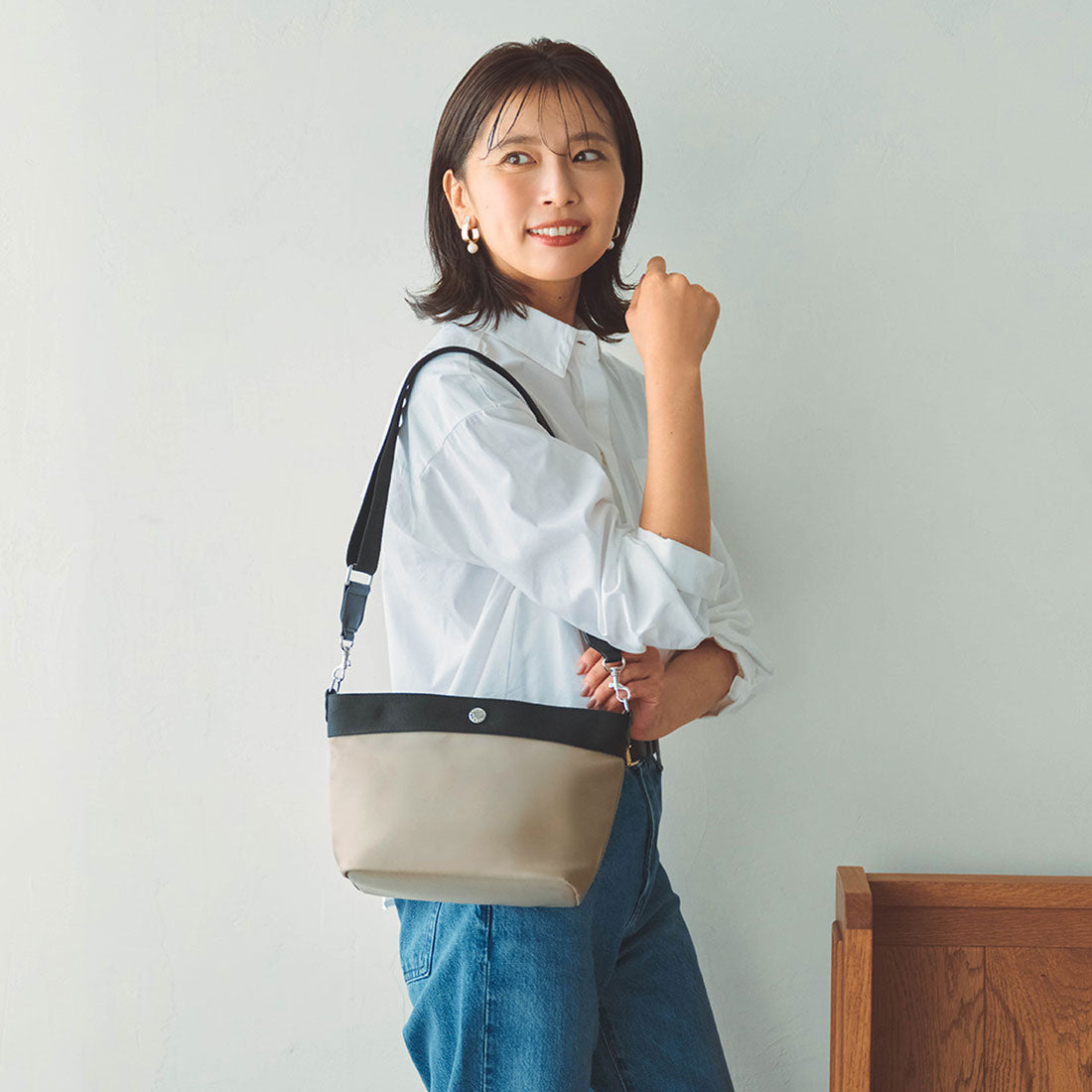 トプカピ TOPKAPI 【Breath TOPKAPI sis】【WEB限定】ナイロン 舟形 ショルダーバッグ 軽量 / RIPPLE リプル （グレージュ） グレージュ