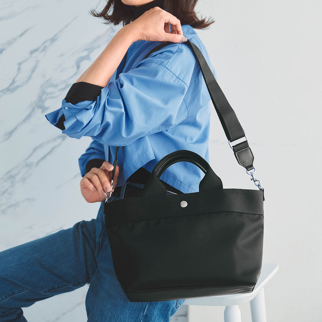 トプカピ TOPKAPI 【Breath TOPKAPI sis】【WEB限定】ナイロン トート バッグ ショルダー付き 軽量 / RIPPLE リプル （ブラック） ブラック