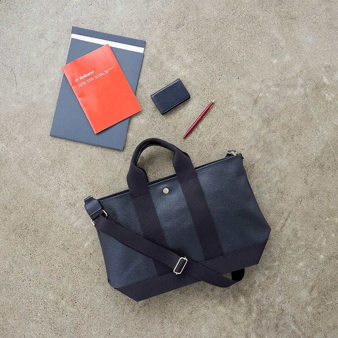 トプカピ TOPKAPI スコッチグレイン ネオレザー トート バッグ ショルダー付き M （ブラック） ブラック