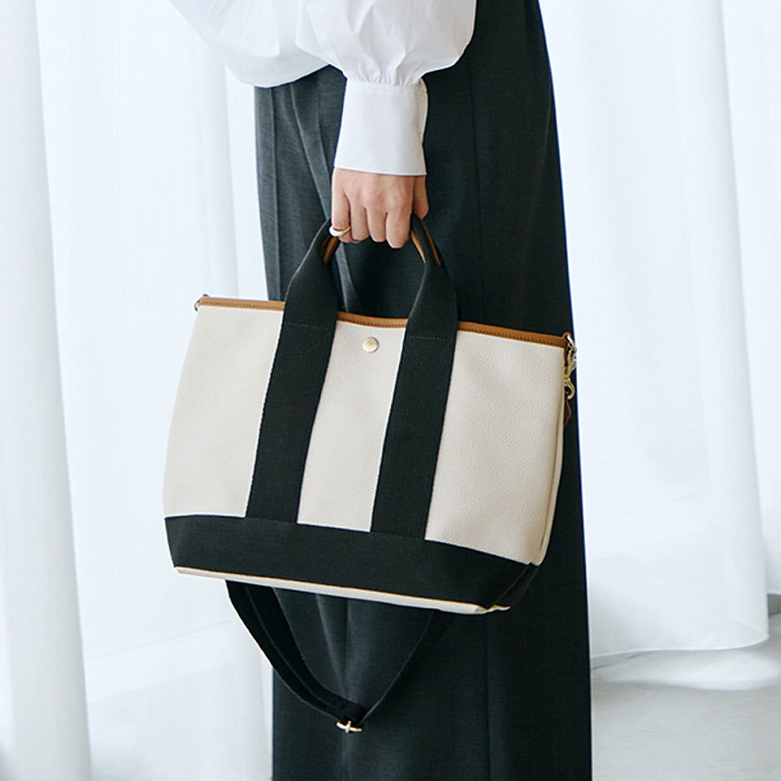 トプカピ TOPKAPI スコッチグレイン ネオレザー トート バッグ ショルダー付き M （クリーム） クリーム