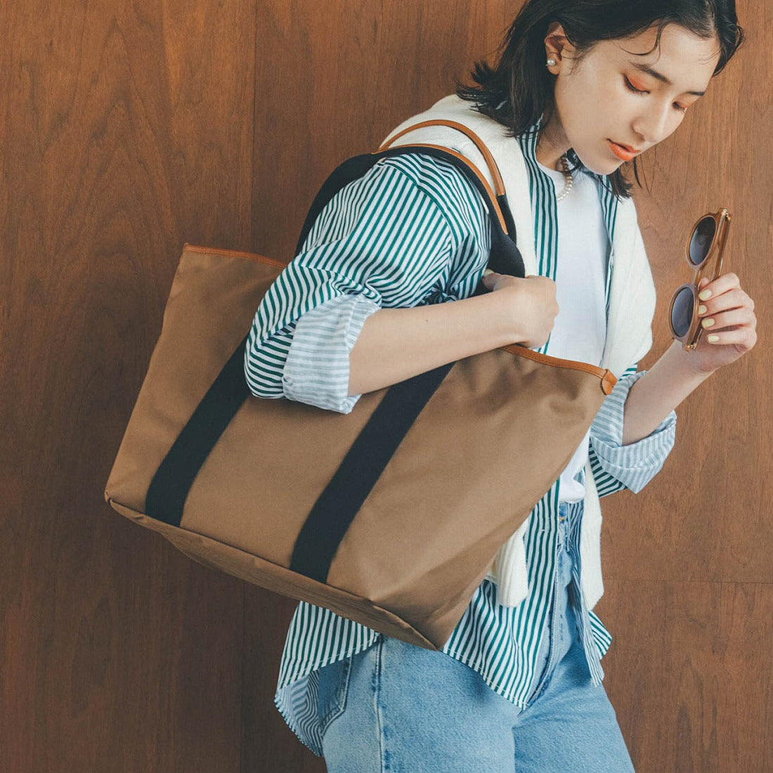 【WEB限定】トプカピ TOPKAPI TIDY/タイディ トート バッグ L,ブラウン