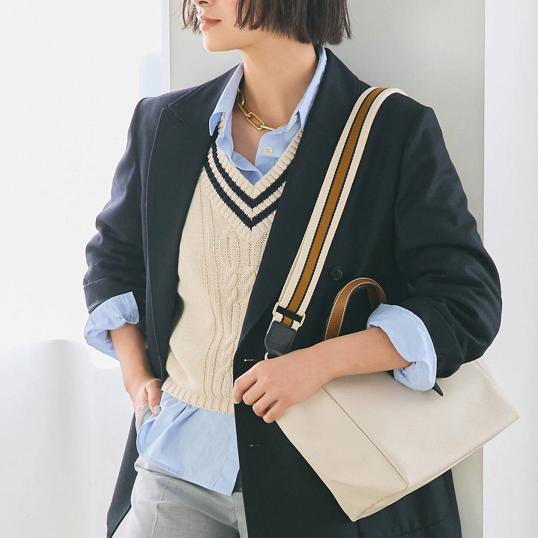 【雑誌掲載】トプカピ TOPKAPI アクリル ストライプ ショルダーベルト 38㎜