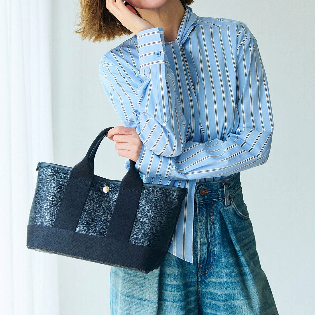 トプカピ TOPKAPI SCOTCH GRAIN スコッチグレイン ショルダー付き B5 トート バッグ,ブラック