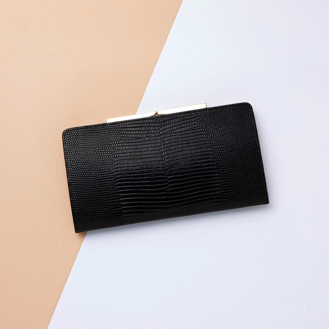 TOPKAPI LUCIA Italian leather, lizard embossed, clasp purse