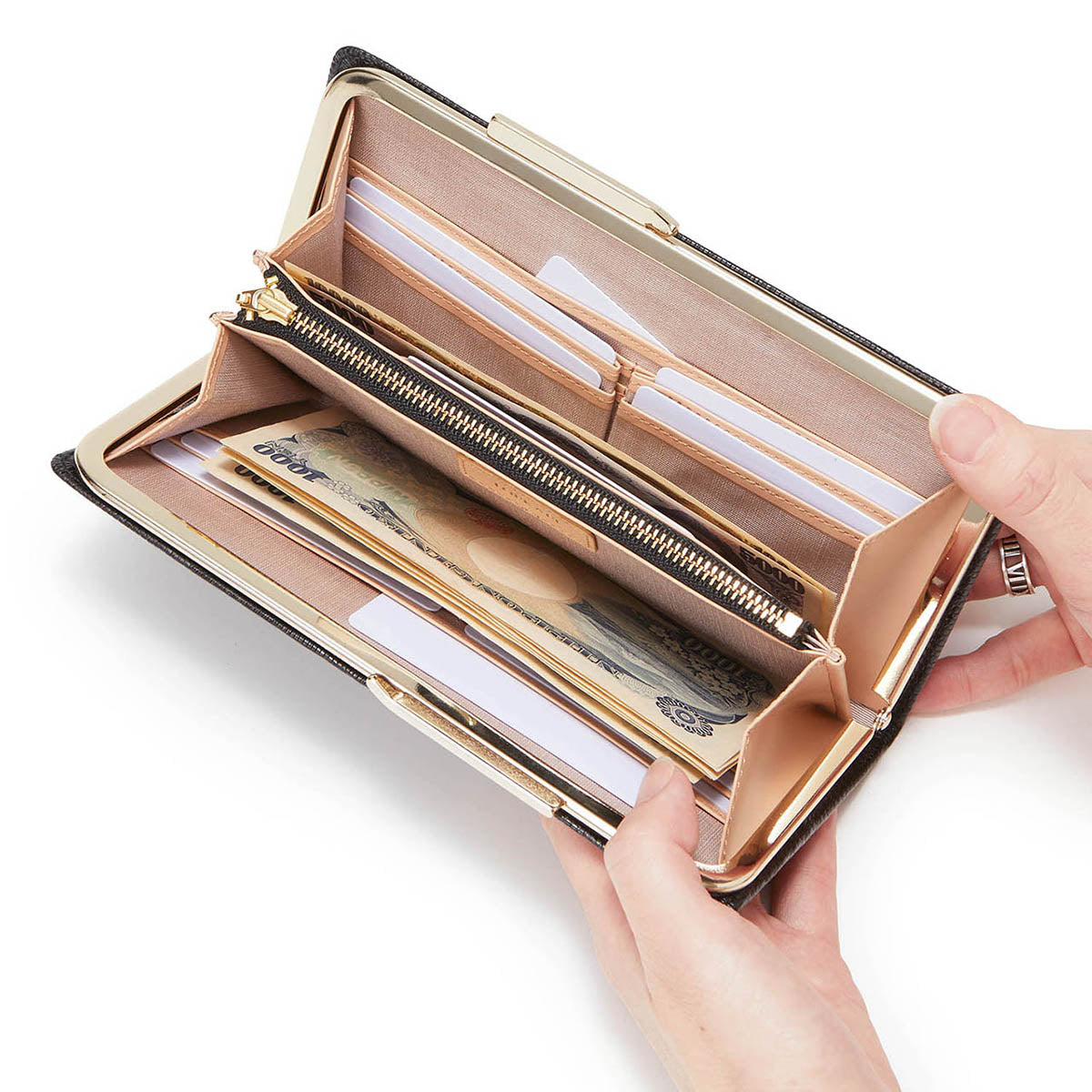 TOPKAPI LUCIA Italian leather, lizard embossed, clasp purse