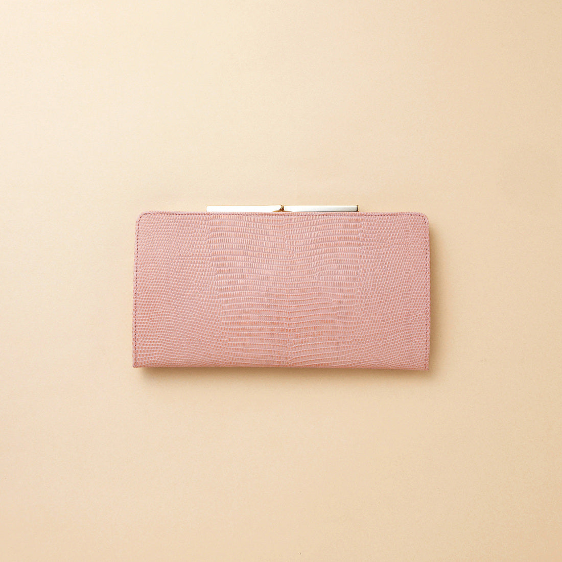 トプカピ TOPKAPI LUCIA[ルチア]イタリアンレザー・リザード型押し・がま口長財布,ピンクグレー