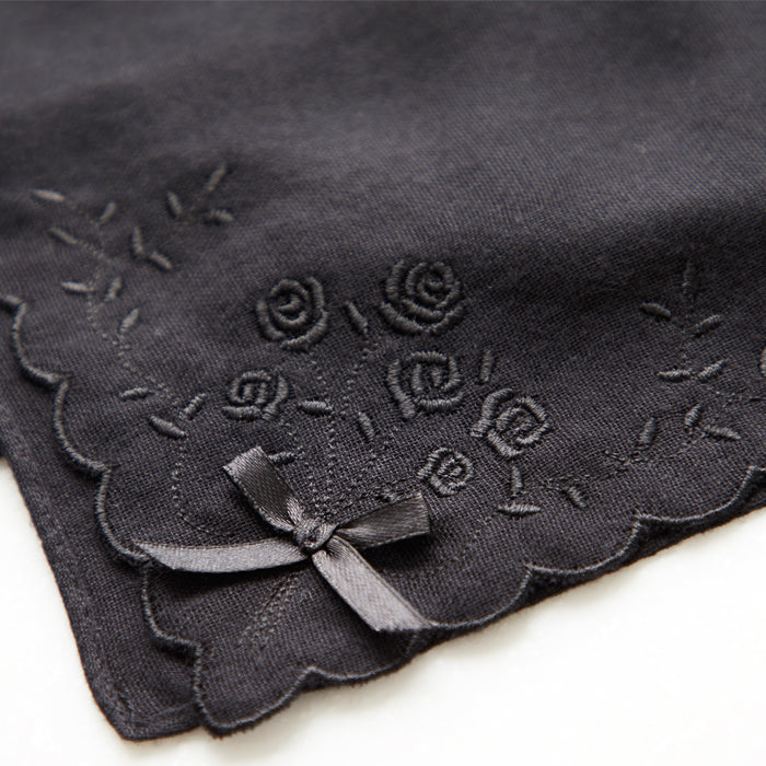 トウキョウソワール 東京ソワール やさしいブーケ刺繍、ガーゼハンカチ （ブラック） ブラック