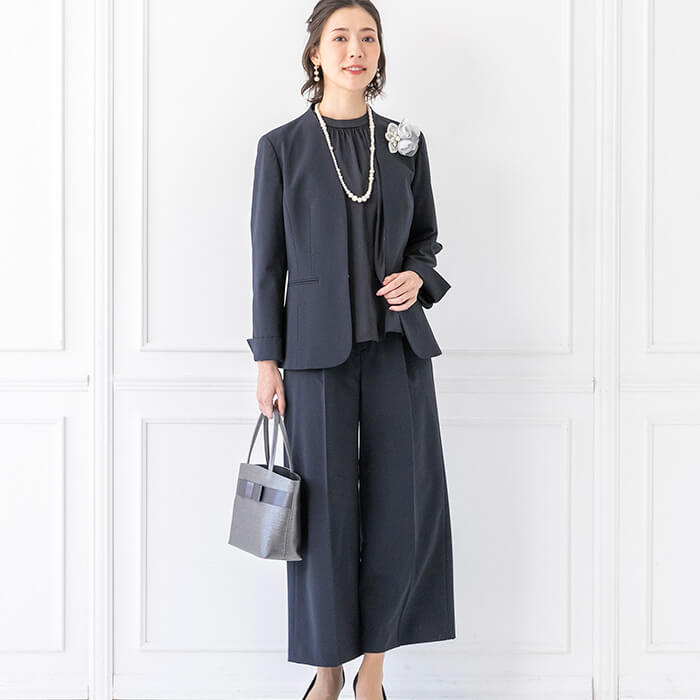 Tokyo Soir WEB Limited Product Mrs. Washable Pants Suit Wedding Ceremony Entrance Ceremony Graduation Ceremony Ceremony Suit Women's Set Up Navy Jacket Blouse Pants 3-Piece Set