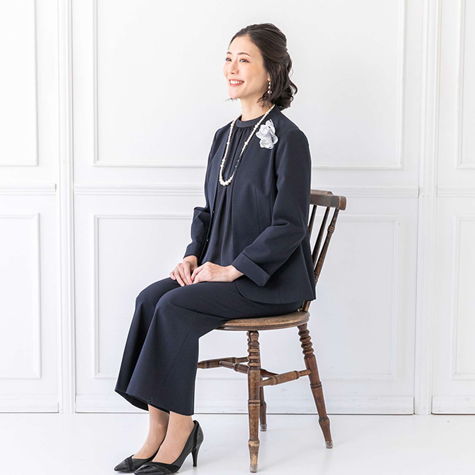 Tokyo Soir WEB Limited Product Mrs. Washable Pants Suit Wedding Ceremony Entrance Ceremony Graduation Ceremony Ceremony Suit Women's Set Up Navy Jacket Blouse Pants 3-Piece Set