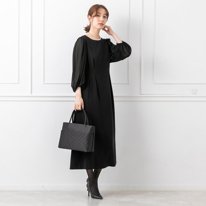 トウキョウソワール 東京ソワール 洗える｜タックが美しいワンピース （ブラック） ブラック
