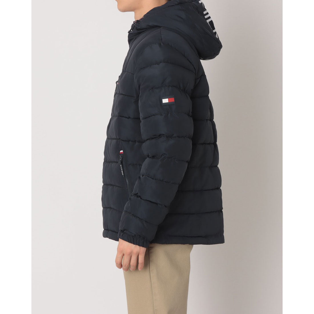 トミー ヒルフィガー TOMMY HILFIGER QUILTED POLYTWILL PUFFER JACKET WITH SHERPALINED HOODY アウター （ブラック） ブラック