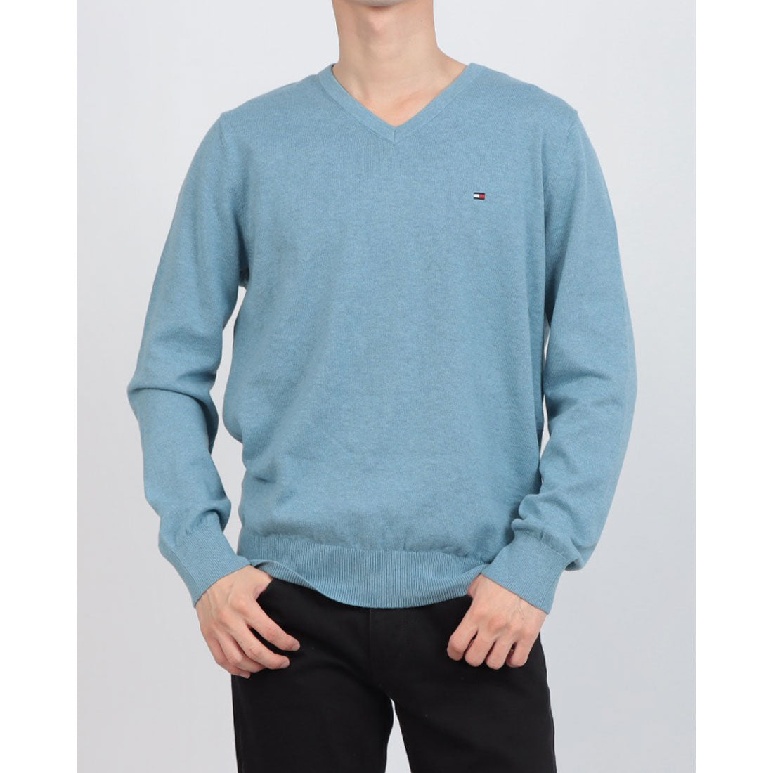 トミー ヒルフィガー TOMMY HILFIGER 7868327 SIGNATURE SOLID V NECK ニット （シャンブレーヒース） シャンブレーヒース
