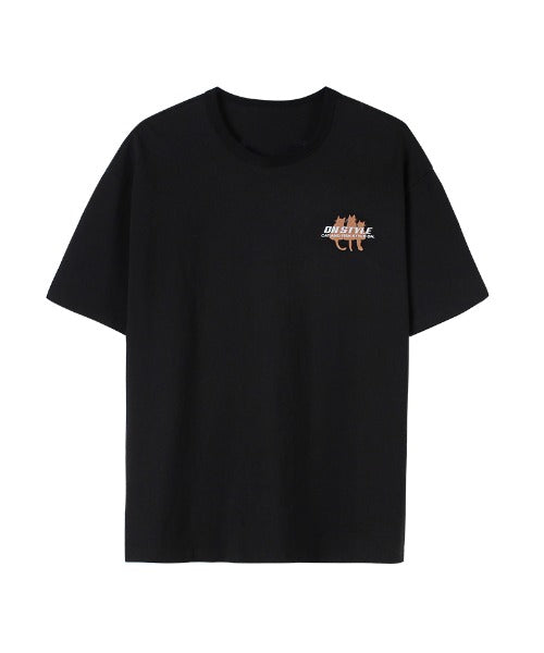 フック HOOK 【HOOK】ネコ柄プリント◇ビッグtシャツ  （ブラック） ブラック